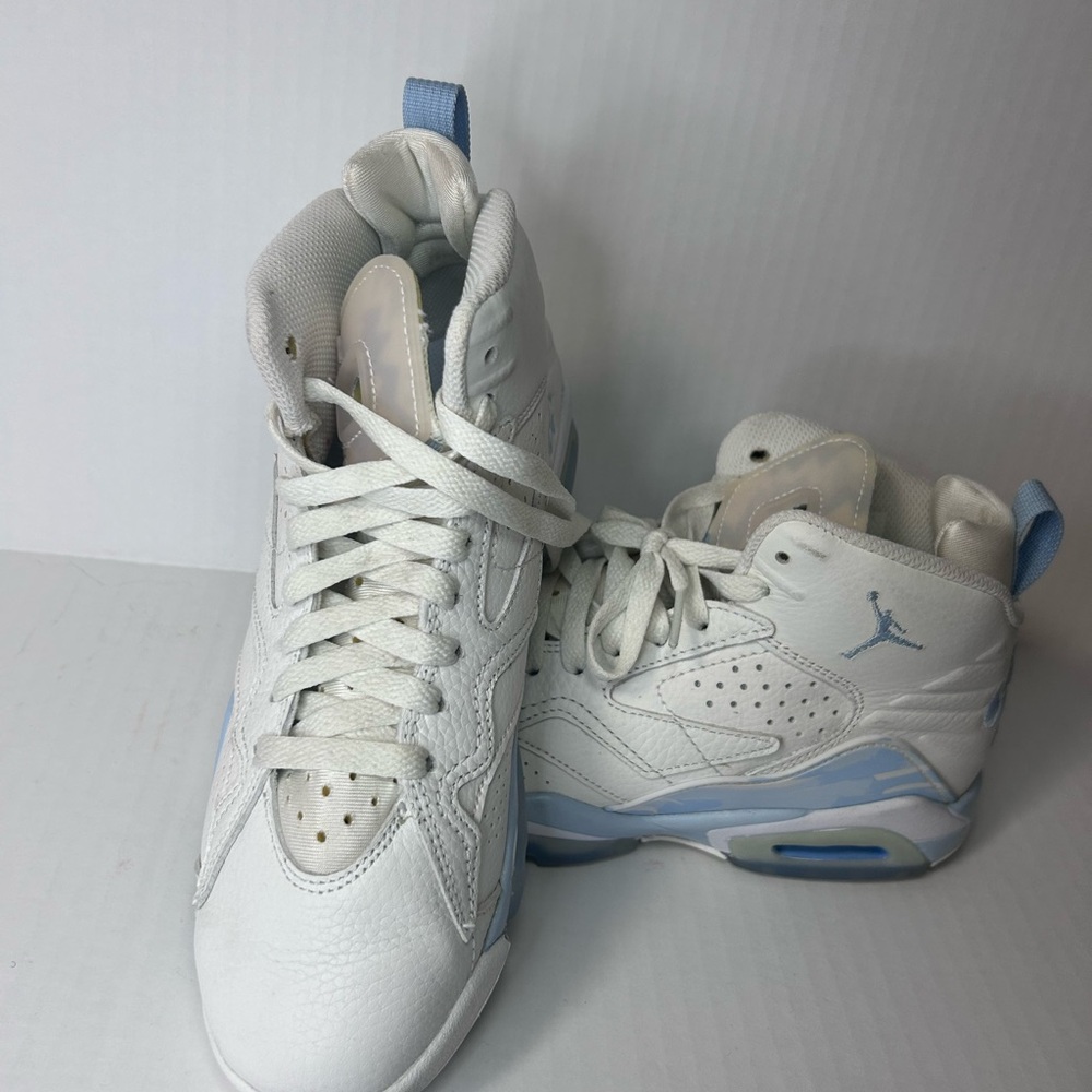 Jordan Kids High-Top Sneakers in White and Light Blue